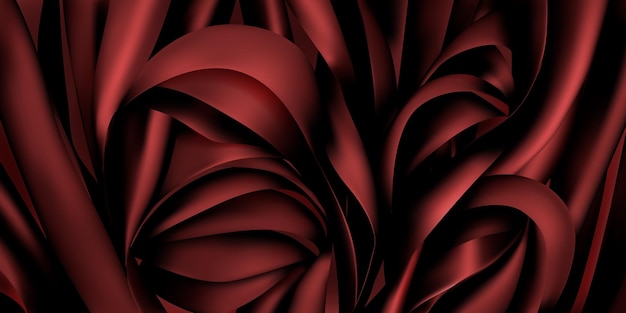 Background of burgundy silk or paper ribbons