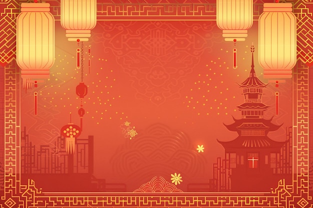 Background In Chinese Style Red And Gold Color Scheme