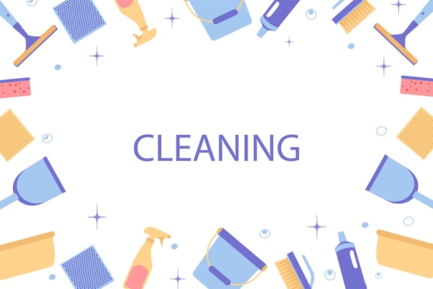 Background of cleaning equipment Vector illustration isolated on a white background