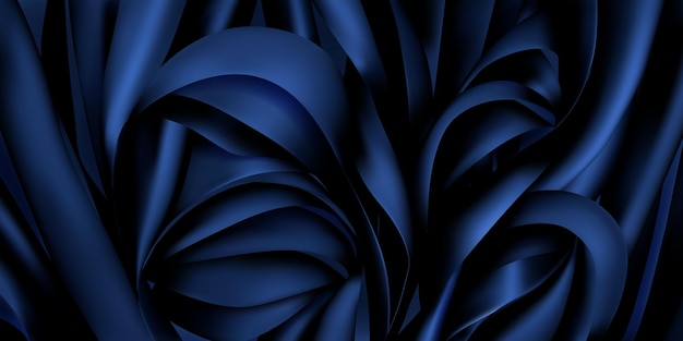 Background of dark blue silk or paper ribbons