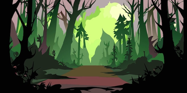 background dark misterious forest vector illustration