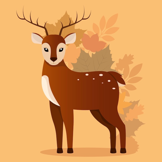 Background deer animal autumn season vector illustration