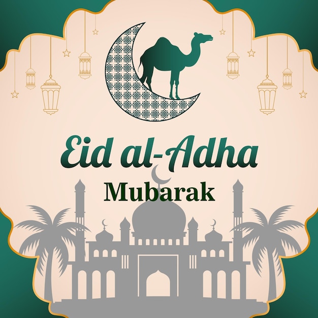 background for the Eid Ul Adha Mubarak illustration is green