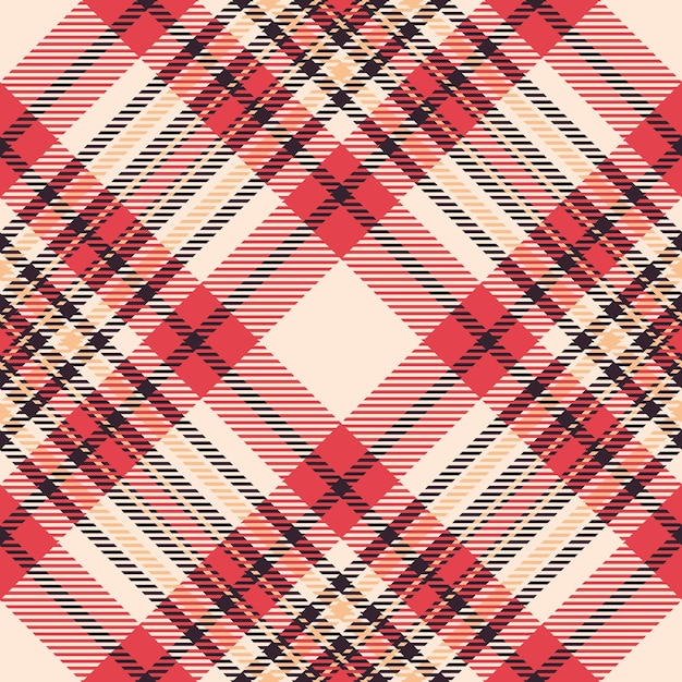 Background fabric texture of seamless textile check with a tartan plaid pattern vector in antique white and red colors