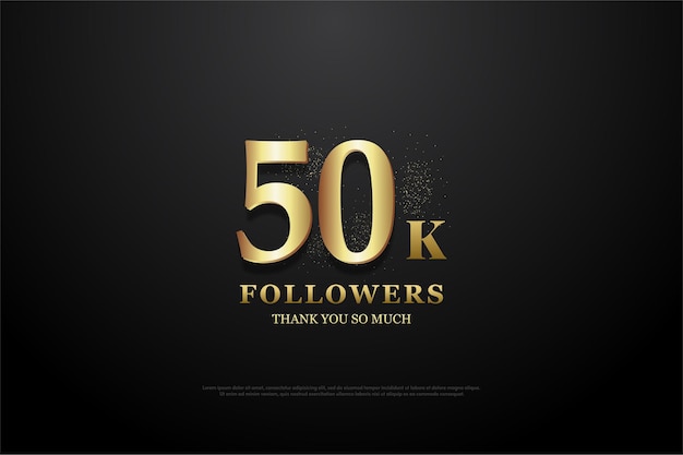 Background for fifty thousand followers with golden gritty effect