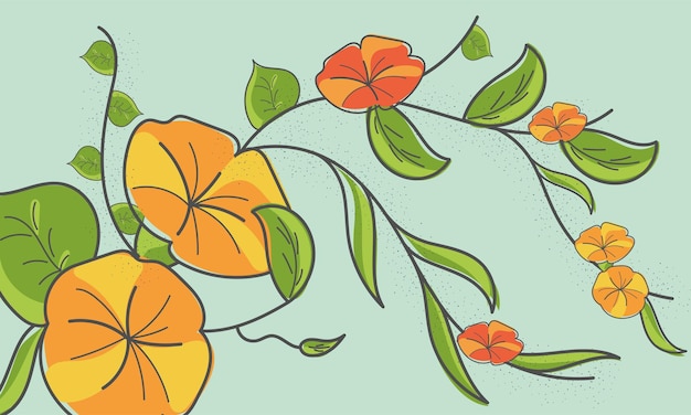 Background of floral banner with a orange flowers