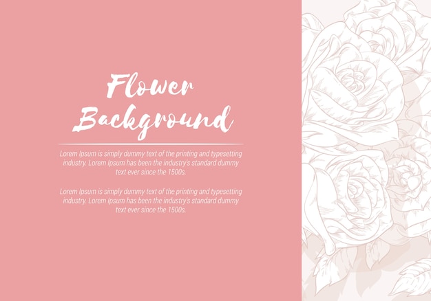 Background Floral Hand Drawn Rose Sketch