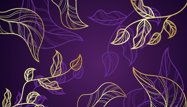 Background floral outline gold purple