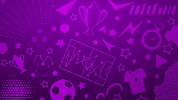 Background of football or soccer symbols in purple colors