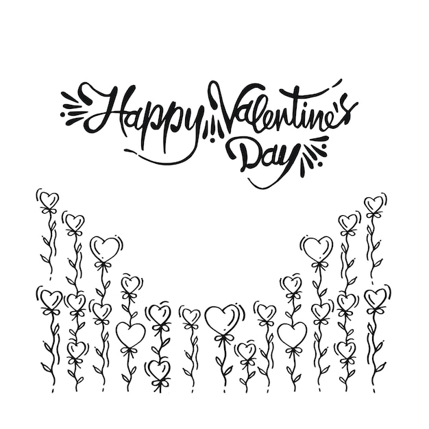 Background Happy Valentine's Day made of hand drawn 