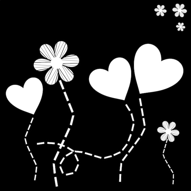 Background of hearts and flowers