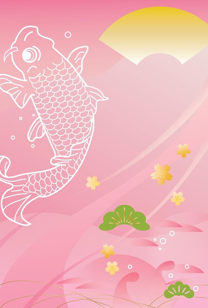 Background illustration of the carp of New Year holidays.