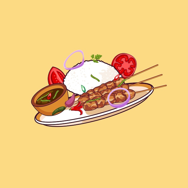 Background Illustration indonesian food meat