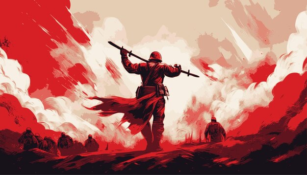 Vector background illustration with the theme of struggle and independence red and white colors