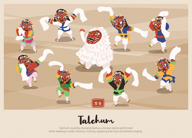 Background of Korean traditional mask dancers