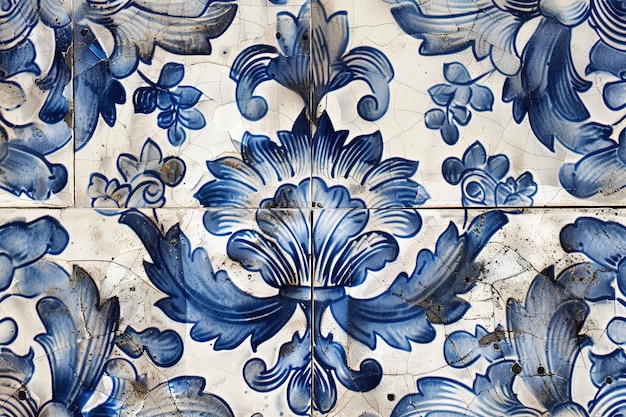 Background made of traditional Portuguese ceramic tiles called azulejo