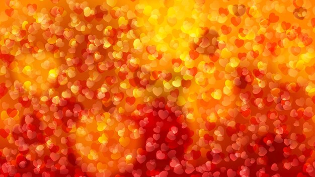 Vector background of many small hearts in orange colors