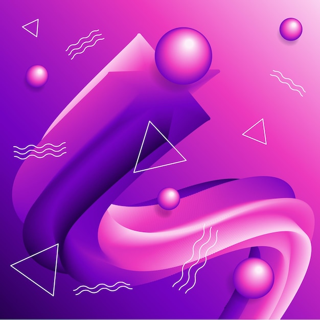 Background in modern purple and pink tones with gradient triangles and waves