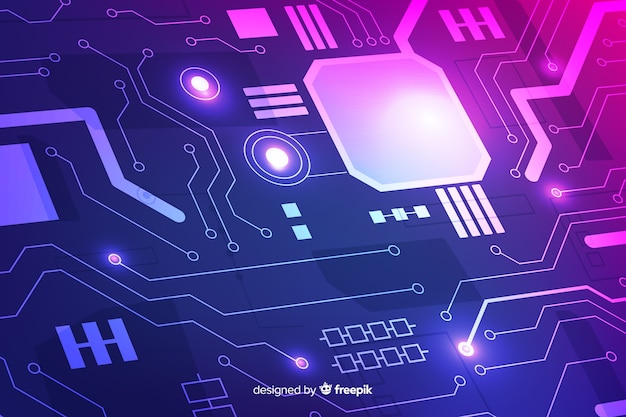 Background neon circuit board