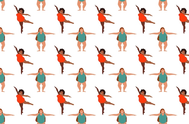 Background of obese dancing women