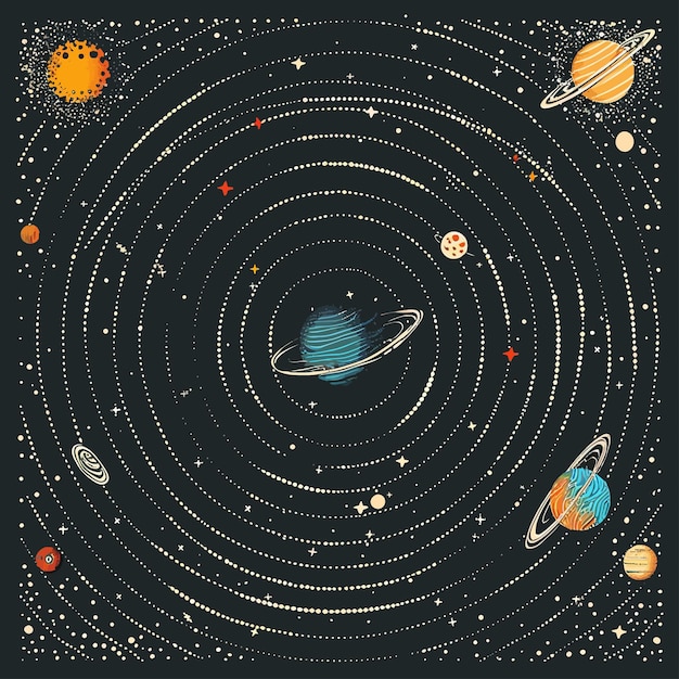 Vector background_of_solar_system_planets_and_celestial