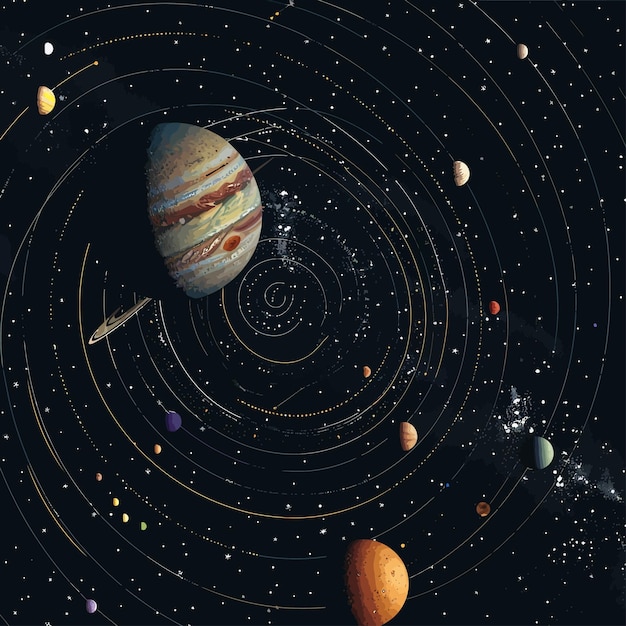 Vector background_of_solar_system_planets_and_celestial