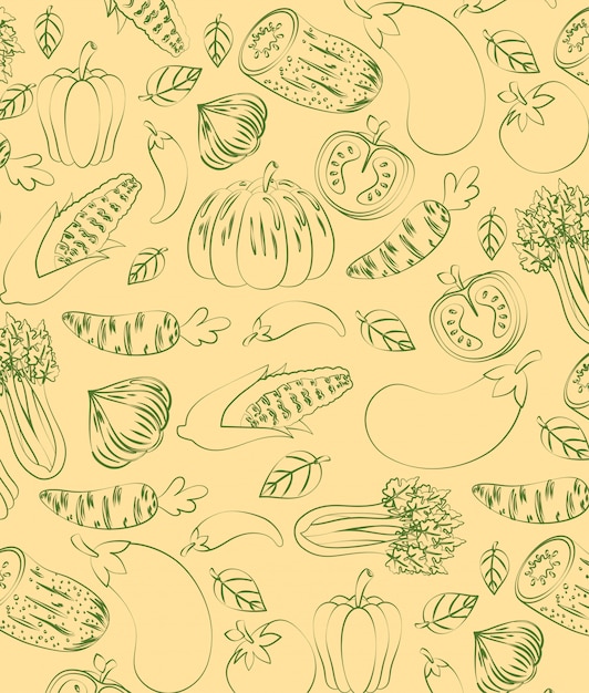 Background of outline, graphic style vegetables 