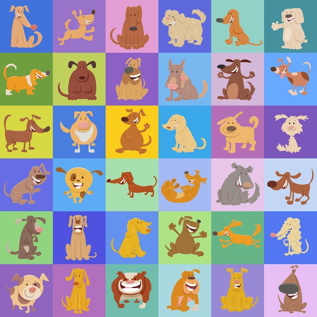 Background or pattern design with comic dog characters