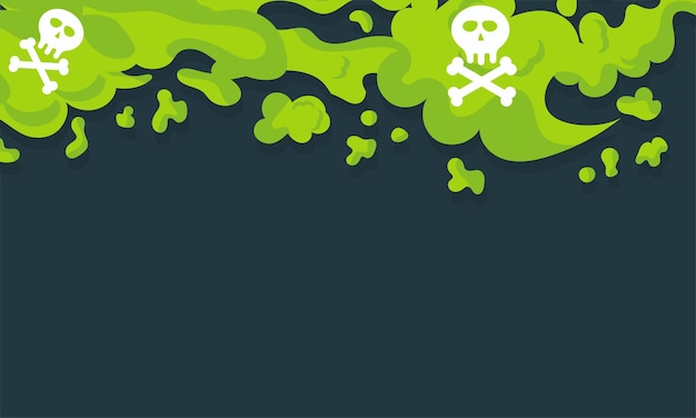 Background poisonous green gas Toxic and polluted clouds Dangerous dust with a skull and thick