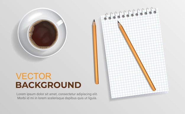 Background for the presentation of working meetings Coffee background notepad pencil