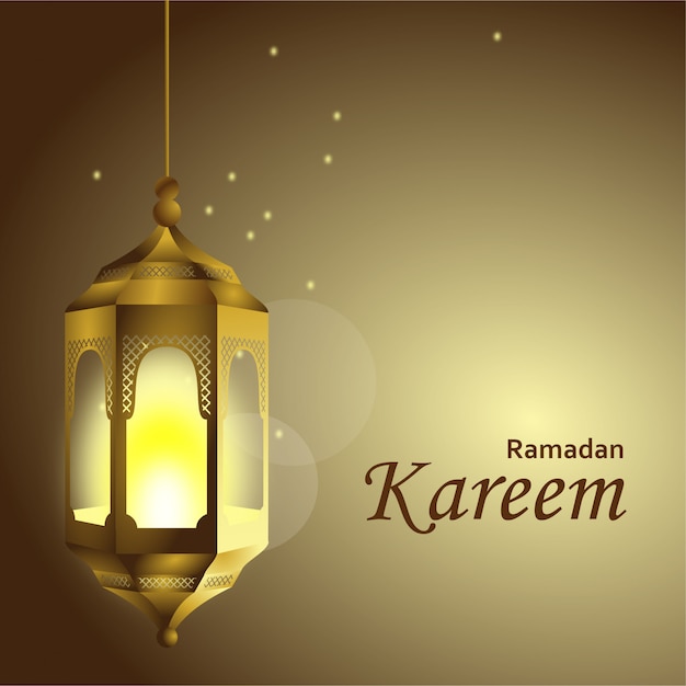 Background of ramadan kareem with golden lanterns