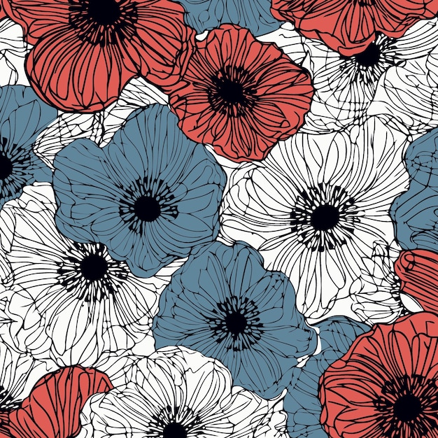 Background of red poppy flowers following the colors of the unit