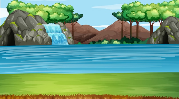 Background scene with waterfall and river