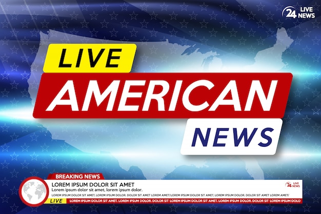 Background screen saver on american breaking news. Breaking news live on USA map background.