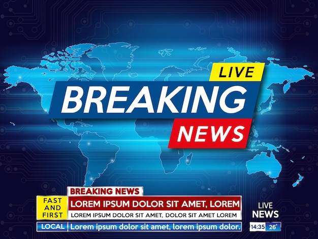 Background screen saver on breaking news Breaking news live on blue technology background