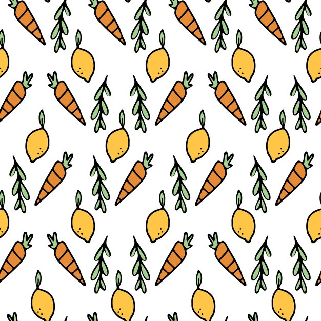 Background seamless pattern with lemon and carrot