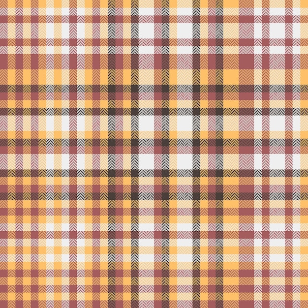 Background seamless texture of check vector pattern with a tartan fabric plaid textile in amber and red colors