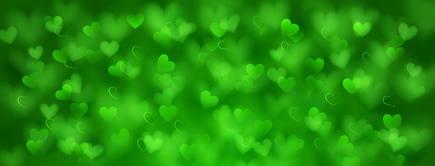 Background of small translucent blurry hearts in green colors Illustration for Valentine's day