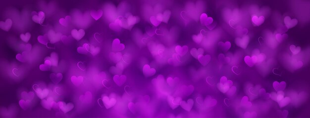 Background of small translucent blurry hearts in purple colors Illustration for Valentine's day