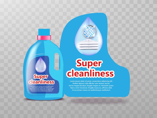 Vector background super cleanliness laundry detergent labels