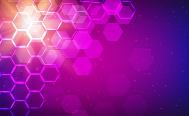 Background template with hexagons on purple