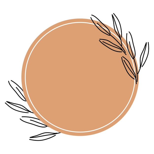 Background for text. Sample. Round frame with leaves. Natural logo. Vector graphics.