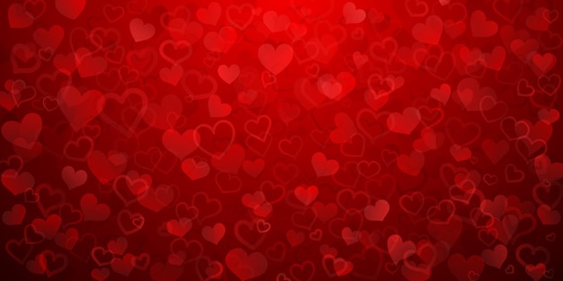 Background of translucent small hearts in red colors Valentine's day illustration