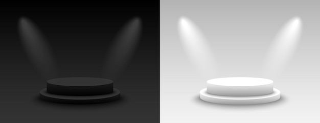 Background vector 3d dark and light rendering with podium. Empty dark and light platform pedestal. Vector illustration