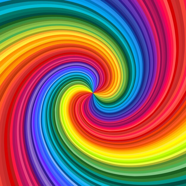 Vector background of vivid rainbow colored swirl twisting towards center.  illustration