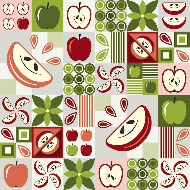 Background with apples geometric shapes