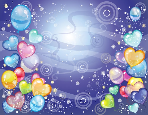 Background with balloons blue