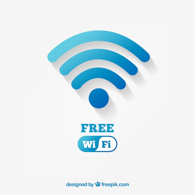 Background with blue wifi symbol in flat design