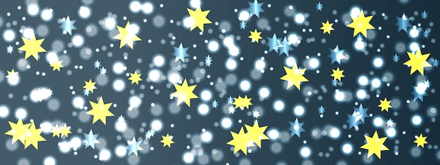 Background with blue yellow stars bokeh holiday concept celebration and new year background