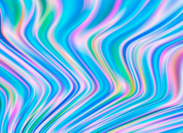 Background with colorful chromatic waves hologram foil pattern